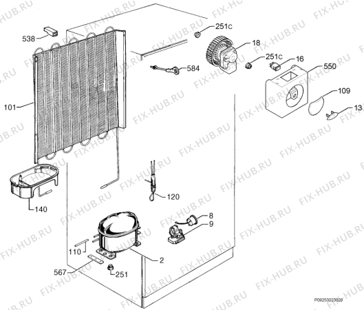 Взрыв-схема холодильника Rex Electrolux RD70DXX - Схема узла Cooling system 017